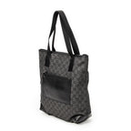 Shoulder Bag Vertical Zip Tote Black Monogrammed Denim Canvas