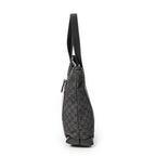 Shoulder Bag Vertical Zip Tote Black Monogrammed Denim Canvas