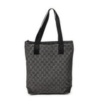 Shoulder Bag Vertical Zip Tote Black Monogrammed Denim Canvas