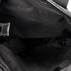 Shoulder Bag Vertical Zip Tote Black Monogrammed Denim Canvas