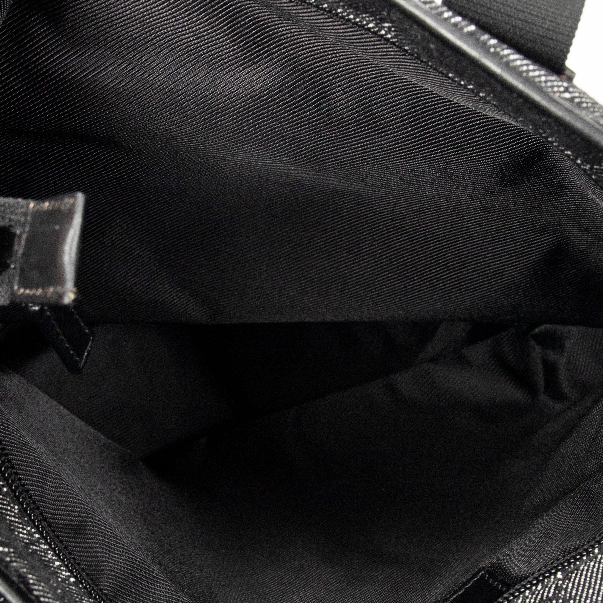 Shoulder Bag Vertical Zip Tote Black Monogrammed Denim Canvas