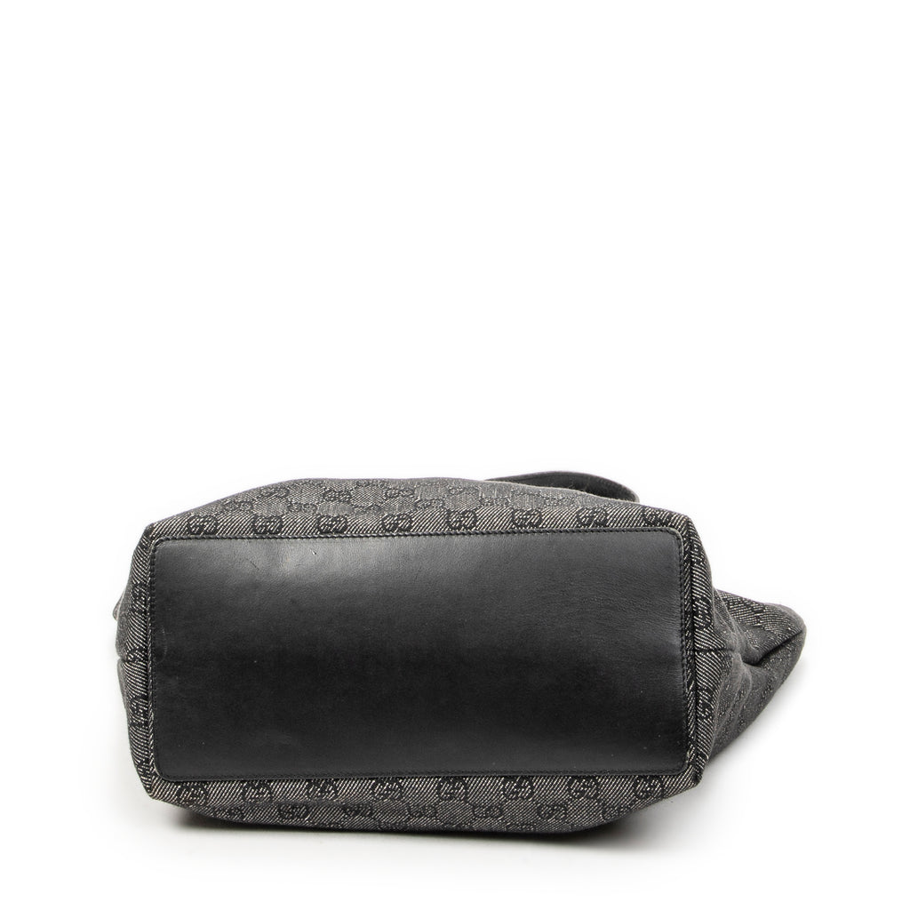 Shoulder Bag Tall Tote Black Monogrammed Denim Canvas