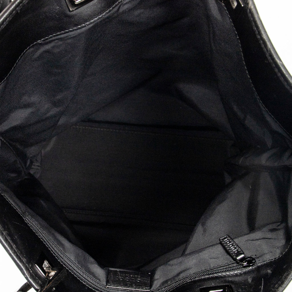 Shoulder Bag Tall Tote Black Monogrammed Denim Canvas