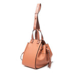 Shoulder Bag Small Drawstring Hammock Salmon Pink Grained Calfskin Leather
