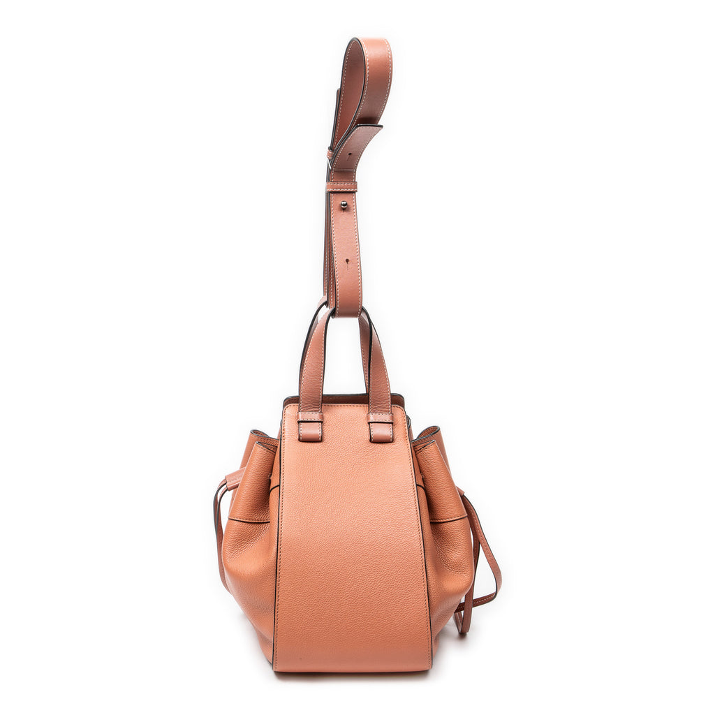 Shoulder Bag Small Drawstring Hammock Salmon Pink Grained Calfskin Leather