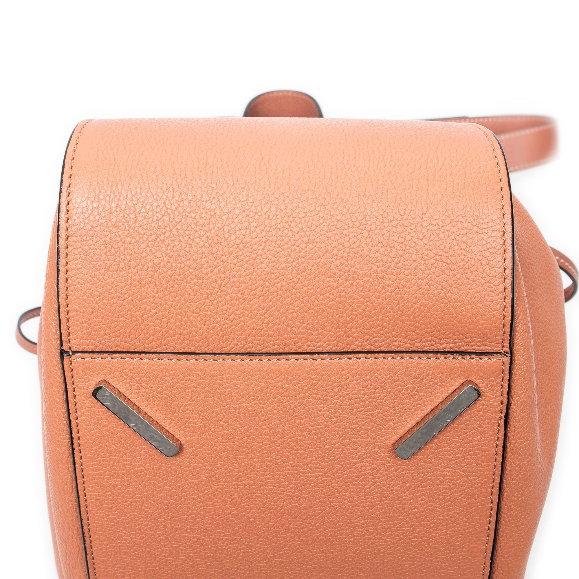 Shoulder Bag Small Drawstring Hammock Salmon Pink Grained Calfskin Leather
