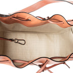 Shoulder Bag Small Drawstring Hammock Salmon Pink Grained Calfskin Leather