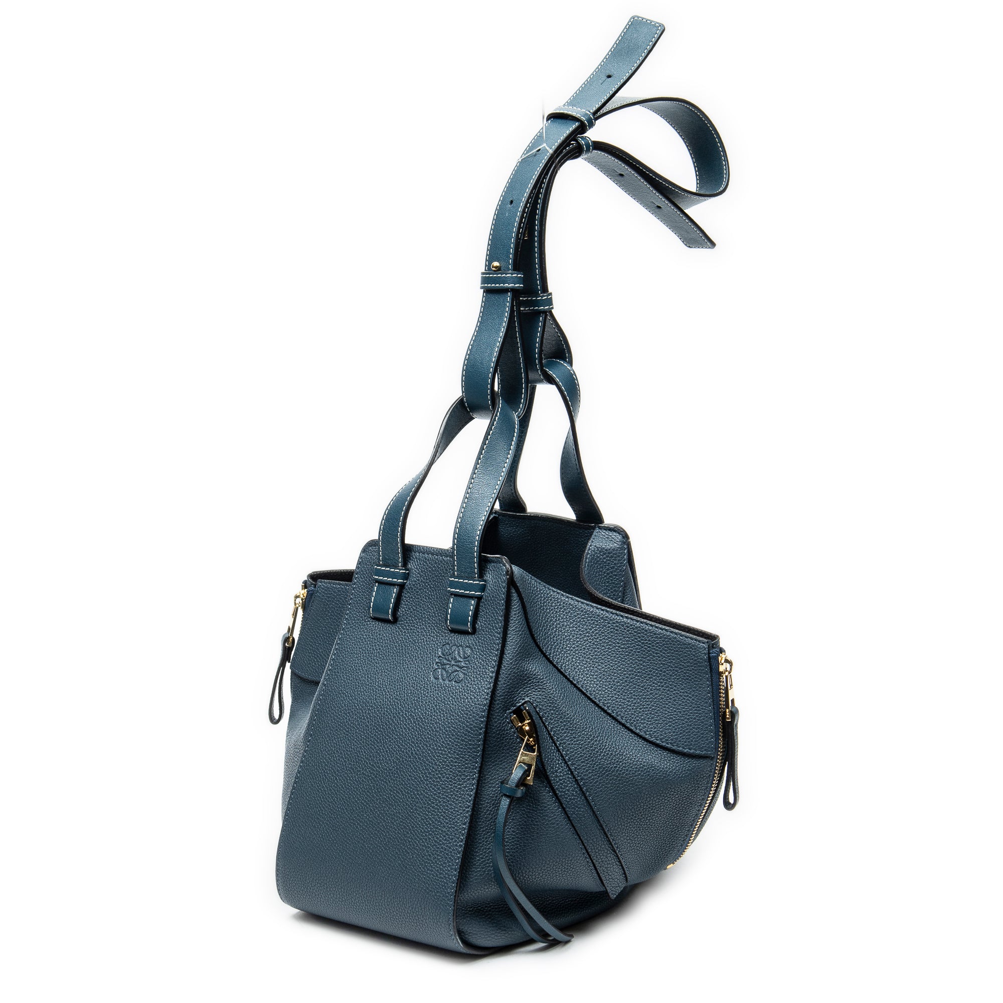 Shoulder Bag Small Hammock Navy Calfskin Leather