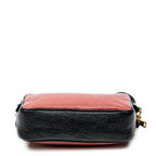 Shoulder Bag Double Zip Camera Crossbody Red Goatskin Leather
