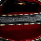 Shoulder Bag Double Zip Camera Crossbody Red Goatskin Leather