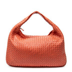 Shoulder Bag Large Veneta Hobo Orange Intrecciato Leather