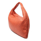 Shoulder Bag Large Veneta Hobo Orange Intrecciato Leather