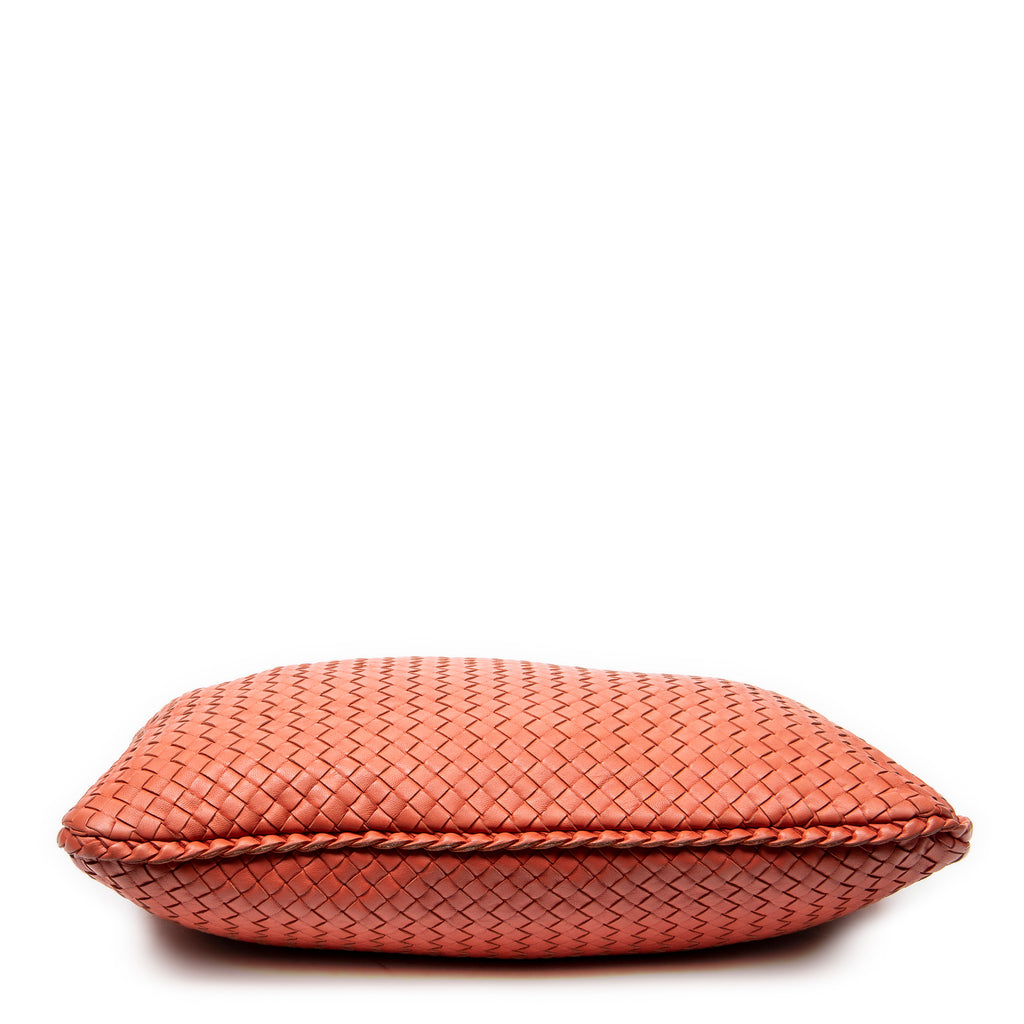 Shoulder Bag Large Veneta Hobo Orange Intrecciato Leather