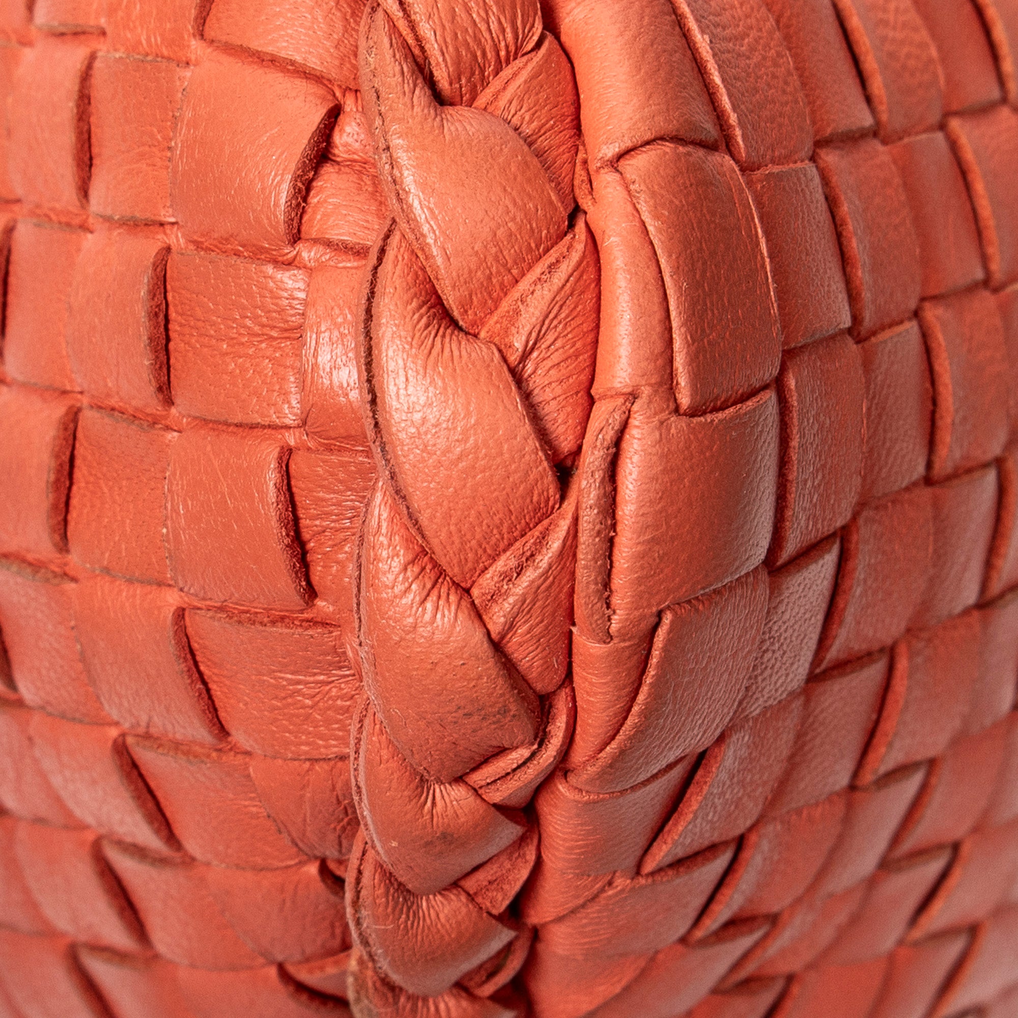 Shoulder Bag Large Veneta Hobo Orange Intrecciato Leather