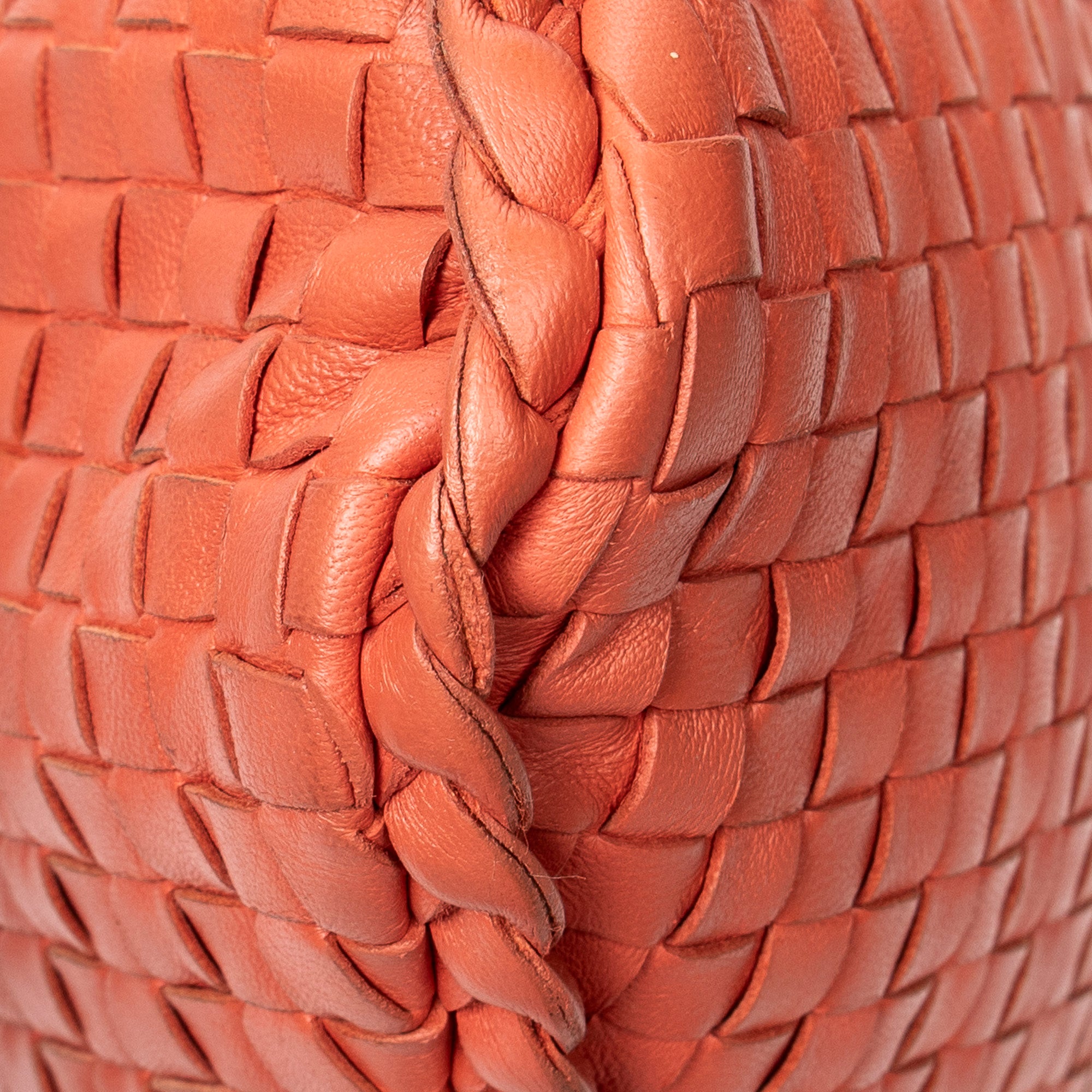 Shoulder Bag Large Veneta Hobo Orange Intrecciato Leather