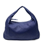 Shoulder Bag Large Veneta Hobo Purple Intrecciato Leather