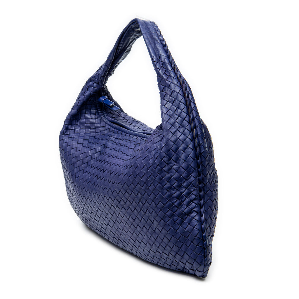 Shoulder Bag Large Veneta Hobo Purple Intrecciato Leather