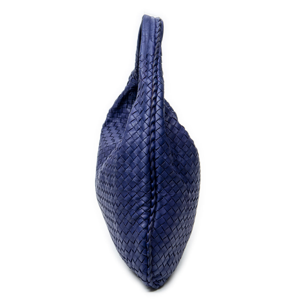 Shoulder Bag Large Veneta Hobo Purple Intrecciato Leather
