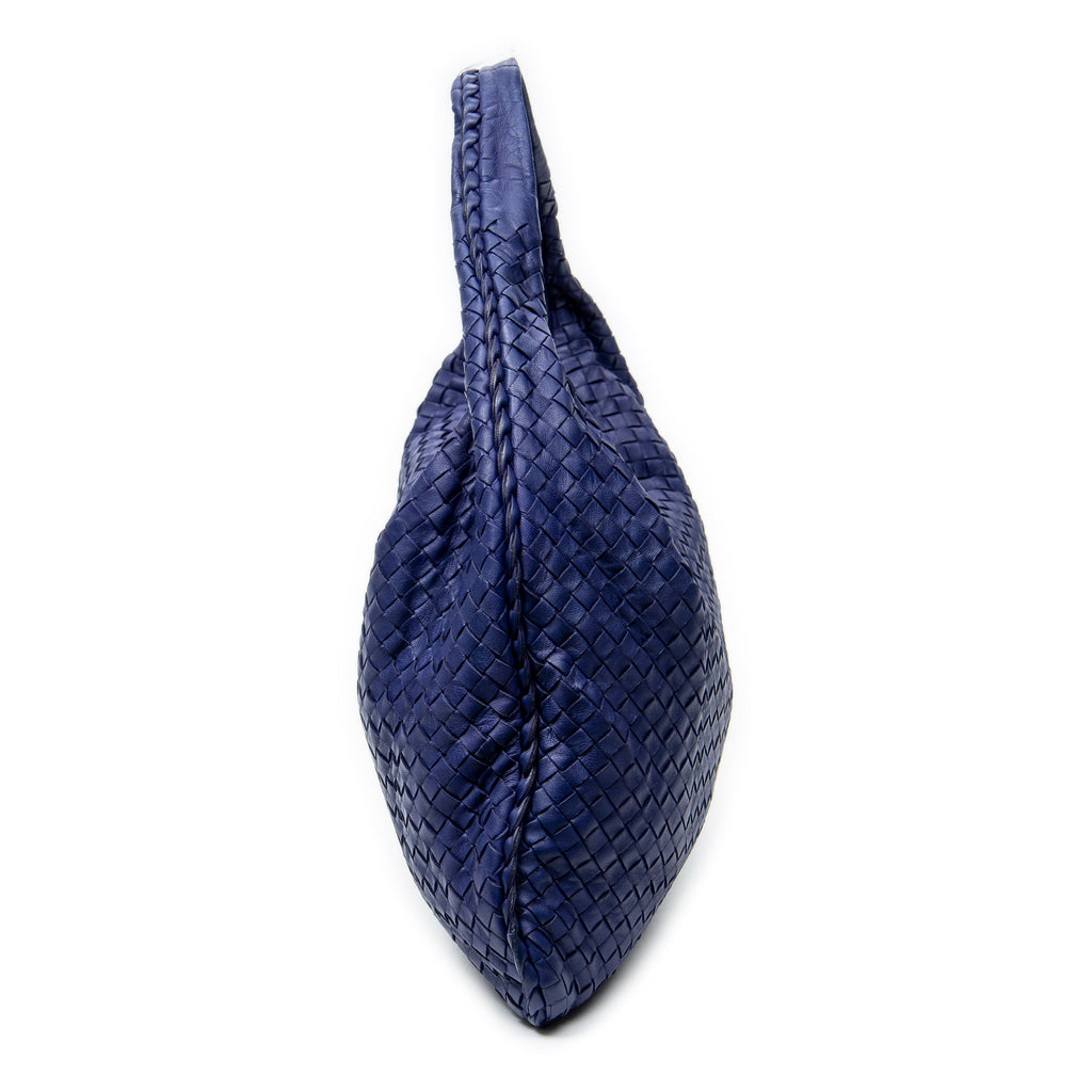 Shoulder Bag Large Veneta Hobo Purple Intrecciato Leather