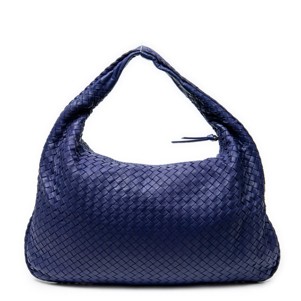 Shoulder Bag Large Veneta Hobo Purple Intrecciato Leather