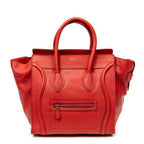Handbag Mini Luggage Red Grained Calfskin Leather