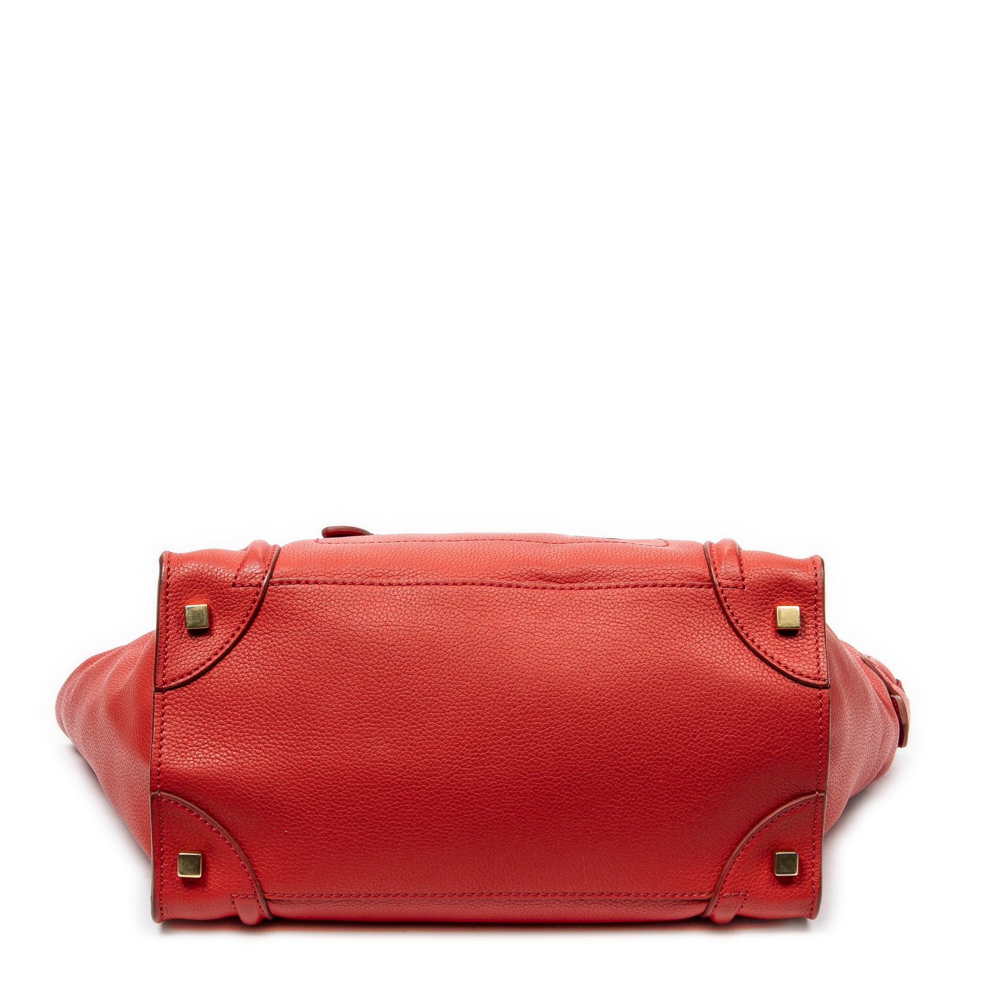 Handbag Mini Luggage Red Grained Calfskin Leather