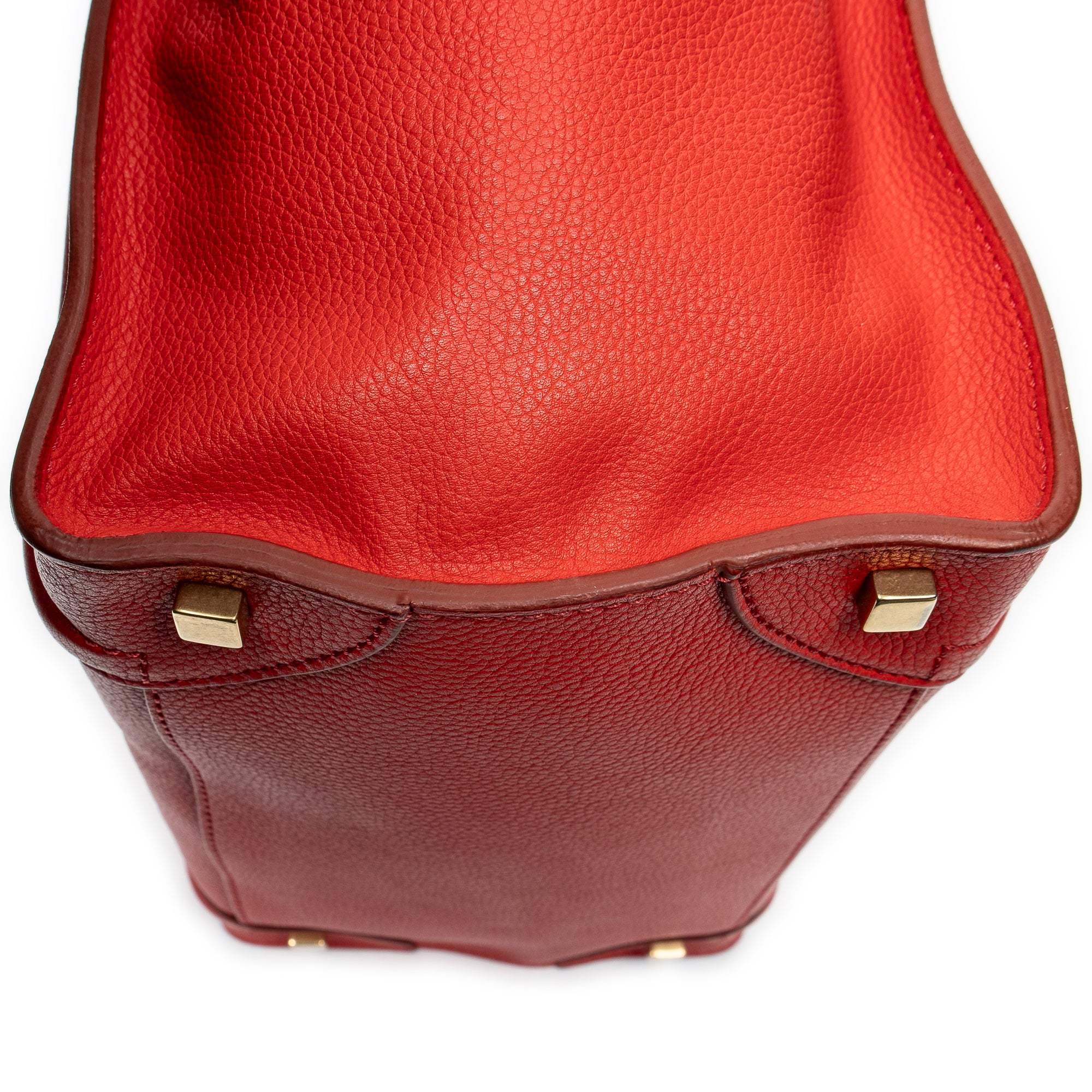 Handbag Mini Luggage Red Grained Calfskin Leather
