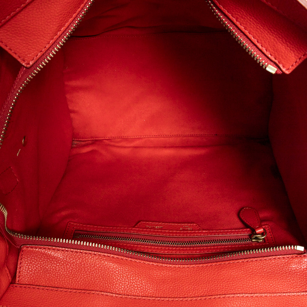 Handbag Mini Luggage Red Grained Calfskin Leather