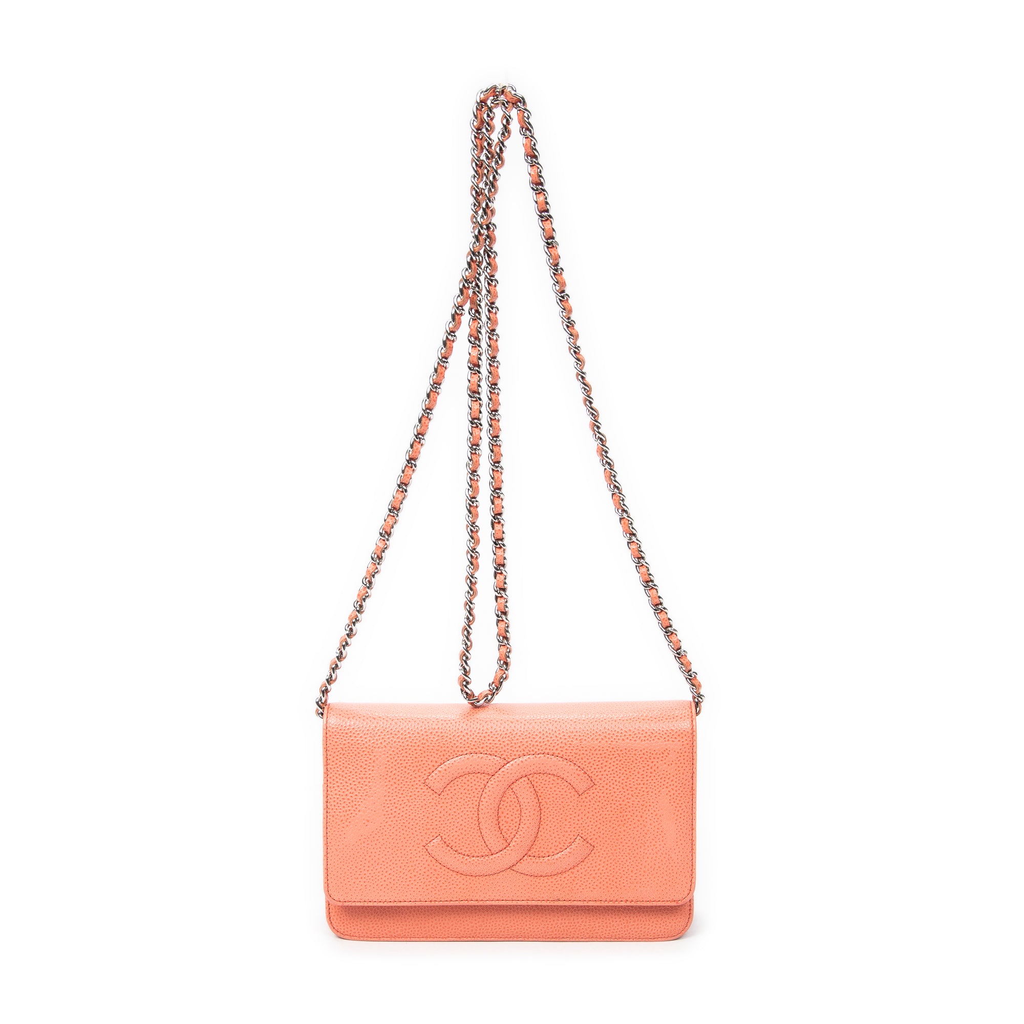 Shoulder Bag Timeless Wallet on Chain Orange Caviar Leather
