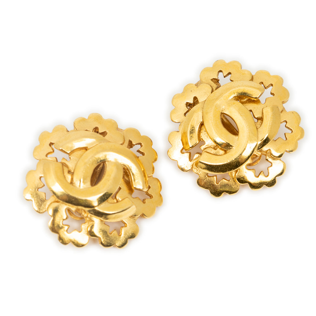 Earrings CC Flower-Shaped Clip On Earrings Gold Gold Plated