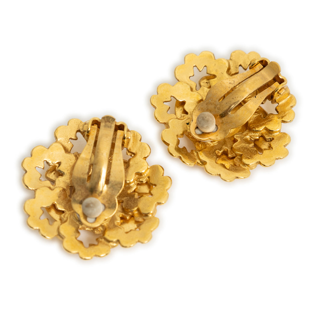Earrings CC Flower-Shaped Clip On Earrings Gold Gold Plated
