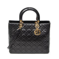 Shoulder Bag Large Lady Dior Zip Black Cannage Lambskin Leather