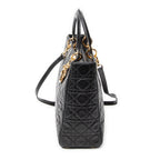 Shoulder Bag Large Lady Dior Zip Black Cannage Lambskin Leather