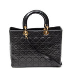 Shoulder Bag Large Lady Dior Zip Black Cannage Lambskin Leather