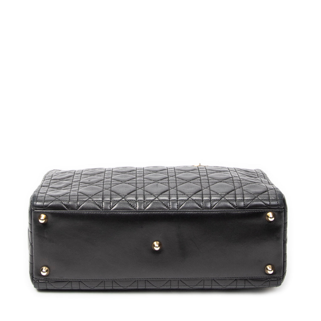 Shoulder Bag Large Lady Dior Zip Black Cannage Lambskin Leather