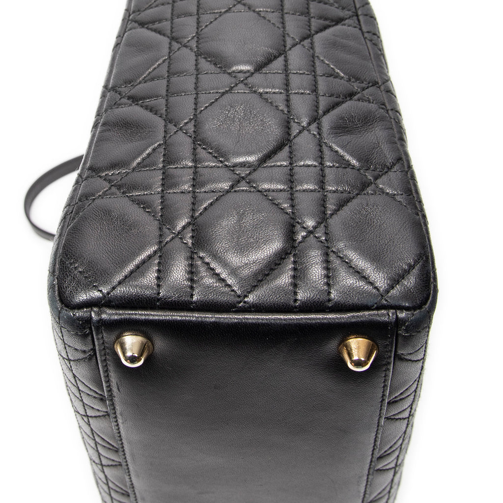 Shoulder Bag Large Lady Dior Zip Black Cannage Lambskin Leather