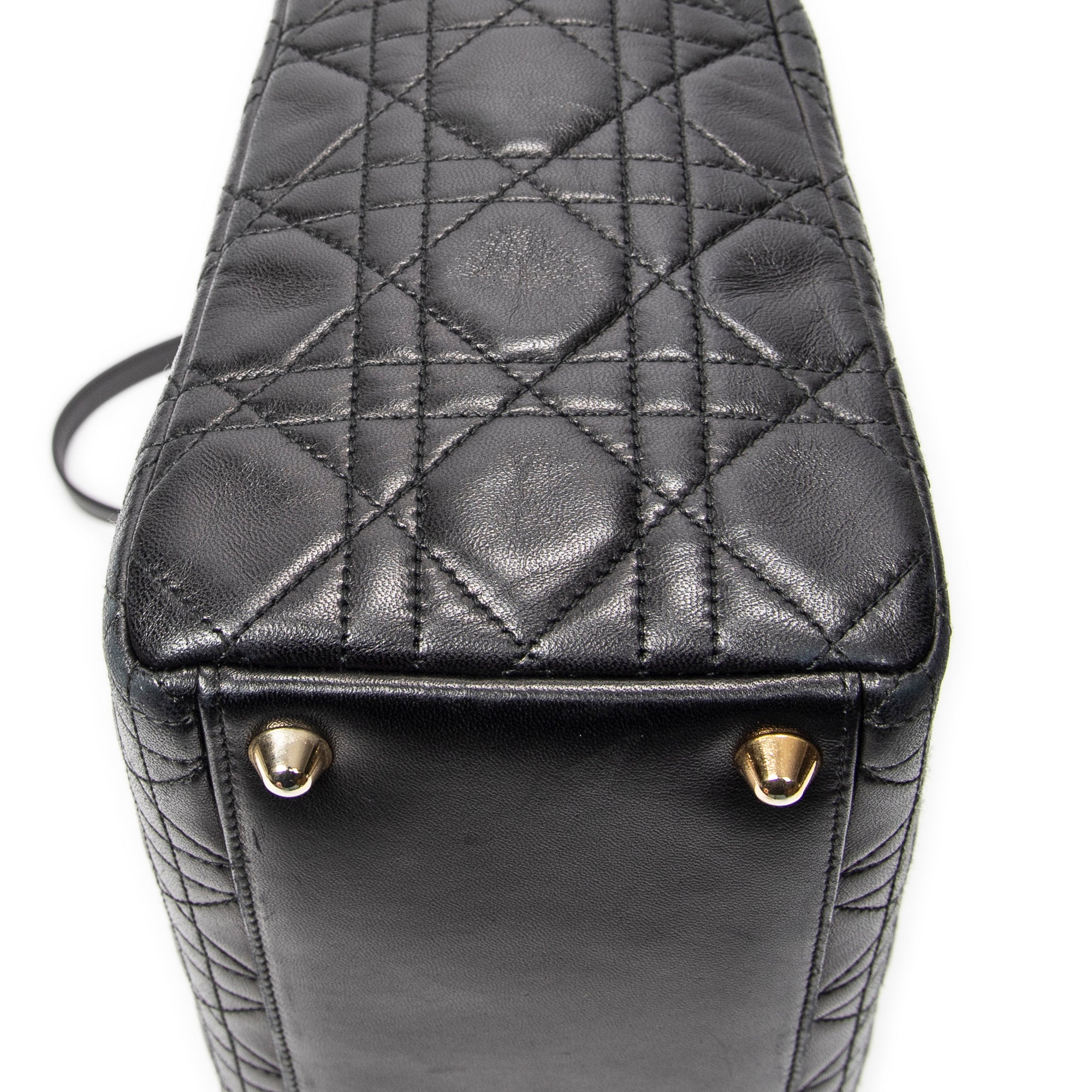 Shoulder Bag Large Lady Dior Zip Black Cannage Lambskin Leather