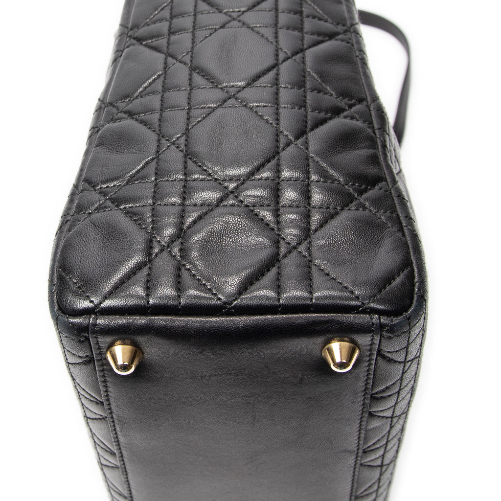 Shoulder Bag Large Lady Dior Zip Black Cannage Lambskin Leather