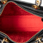 Shoulder Bag Large Lady Dior Zip Black Cannage Lambskin Leather
