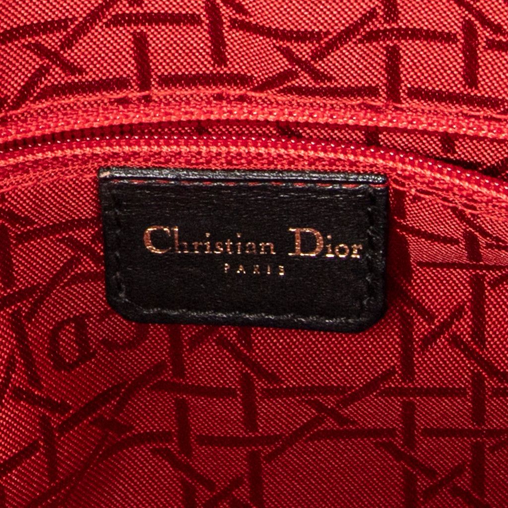 Shoulder Bag Large Lady Dior Zip Black Cannage Lambskin Leather