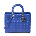 Shoulder Bag Large Lady Dior Zip Blue Cannage Lambskin Leather