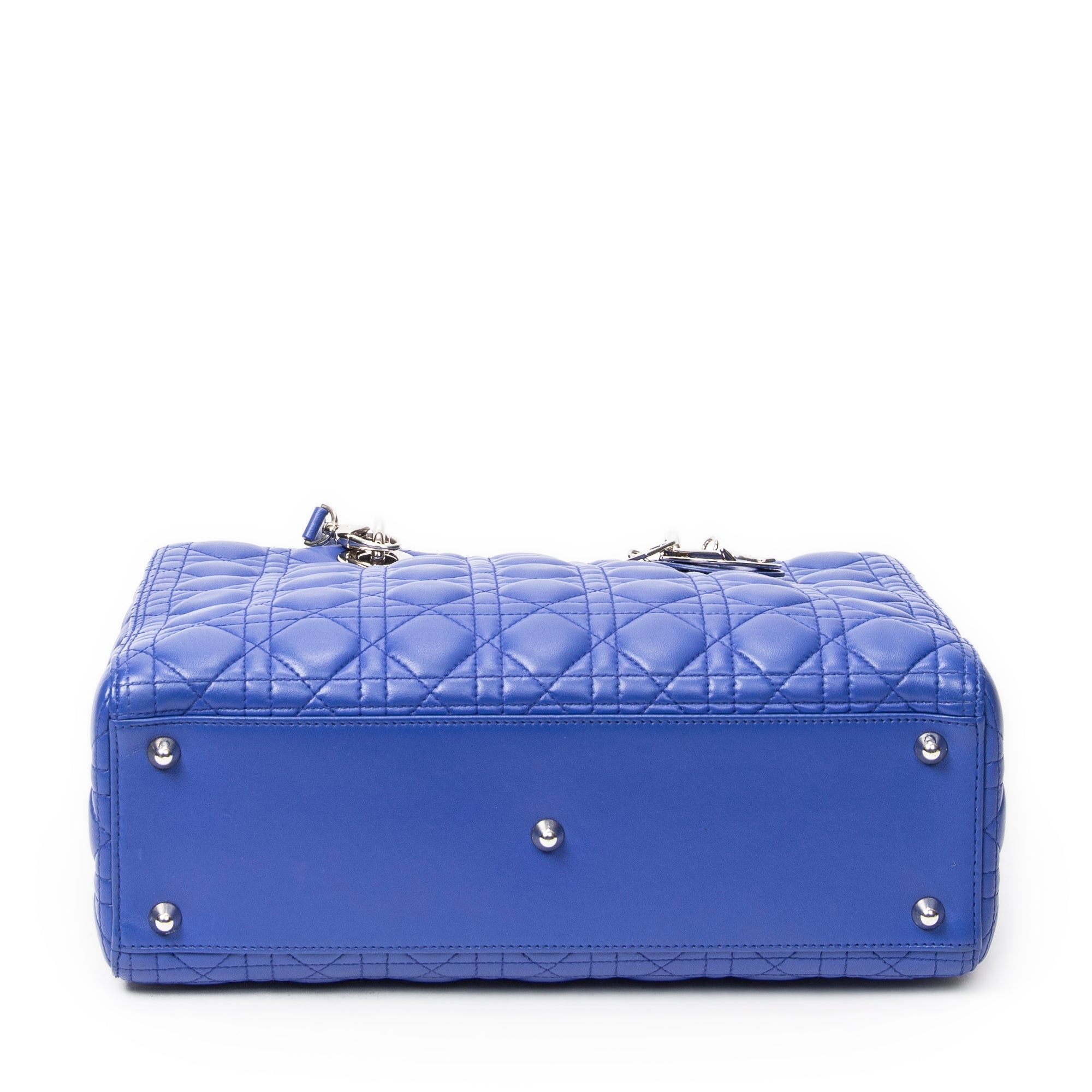 Shoulder Bag Large Lady Dior Zip Blue Cannage Lambskin Leather