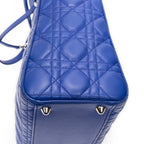 Shoulder Bag Large Lady Dior Zip Blue Cannage Lambskin Leather