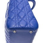 Shoulder Bag Large Lady Dior Zip Blue Cannage Lambskin Leather