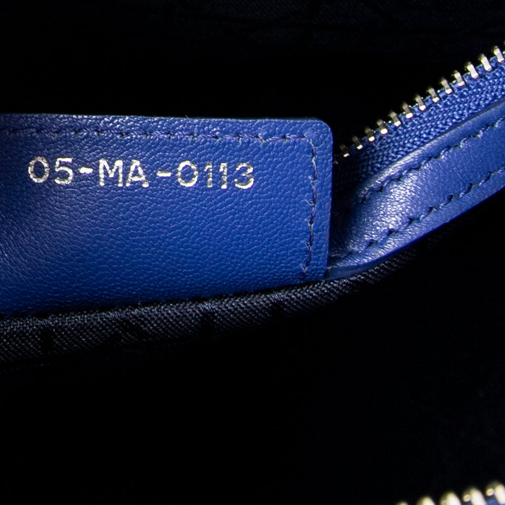 Shoulder Bag Large Lady Dior Zip Blue Cannage Lambskin Leather