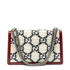 Bolso de hombro pequeño Dionysus con cadena, bandolera, lona GG de tweed color marfil