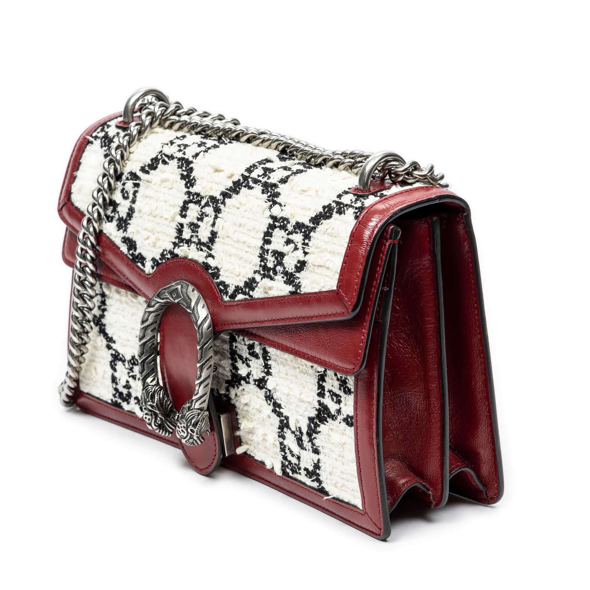 Bolso de Hombro Pequeño Dionysus con Cadena Cruzada de Lona Tweed GG Color Marfil