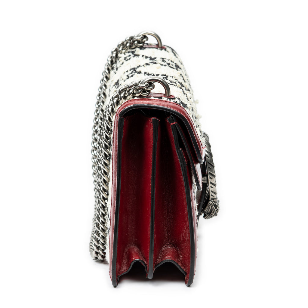 Bolso de Hombro Pequeño Dionysus con Cadena Cruzada de Lona Tweed GG Color Marfil