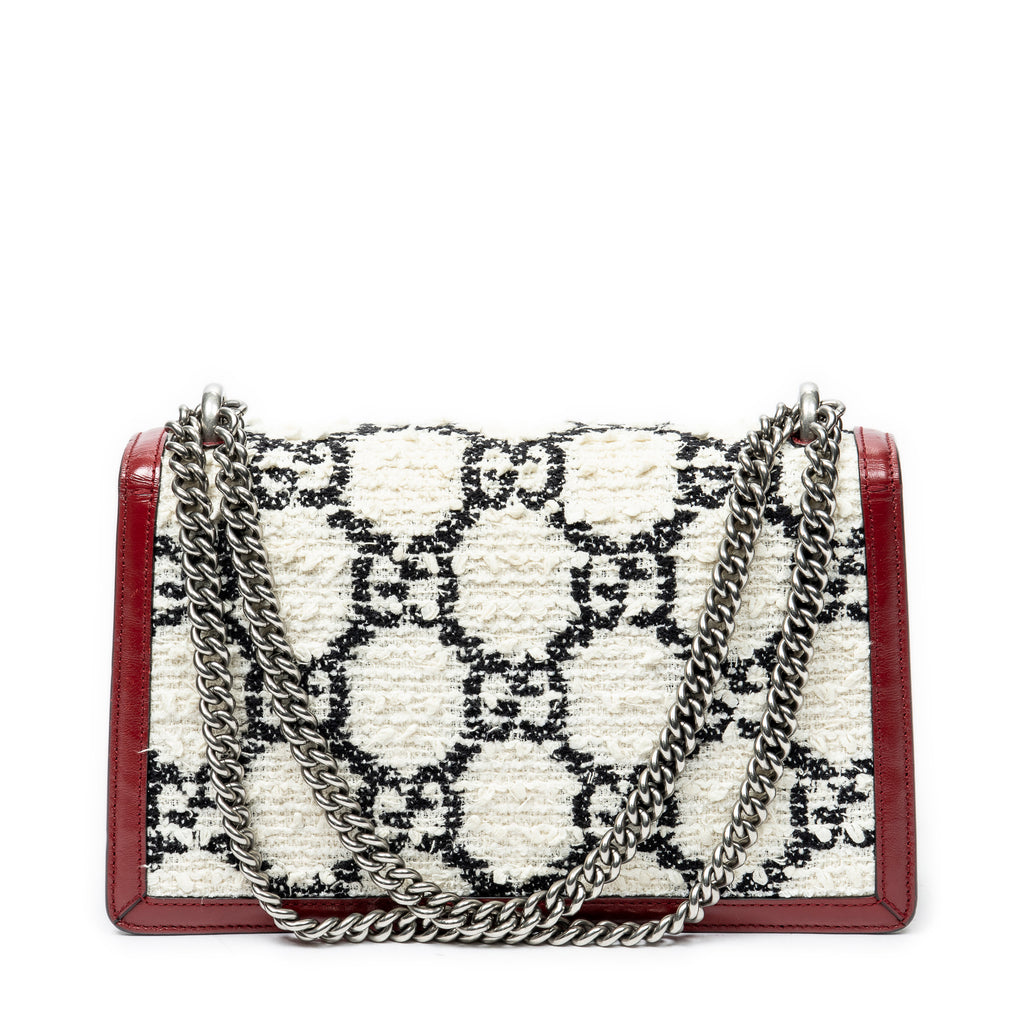 Bolso de Hombro Pequeño Dionysus con Cadena Cruzada de Lona Tweed GG Color Marfil