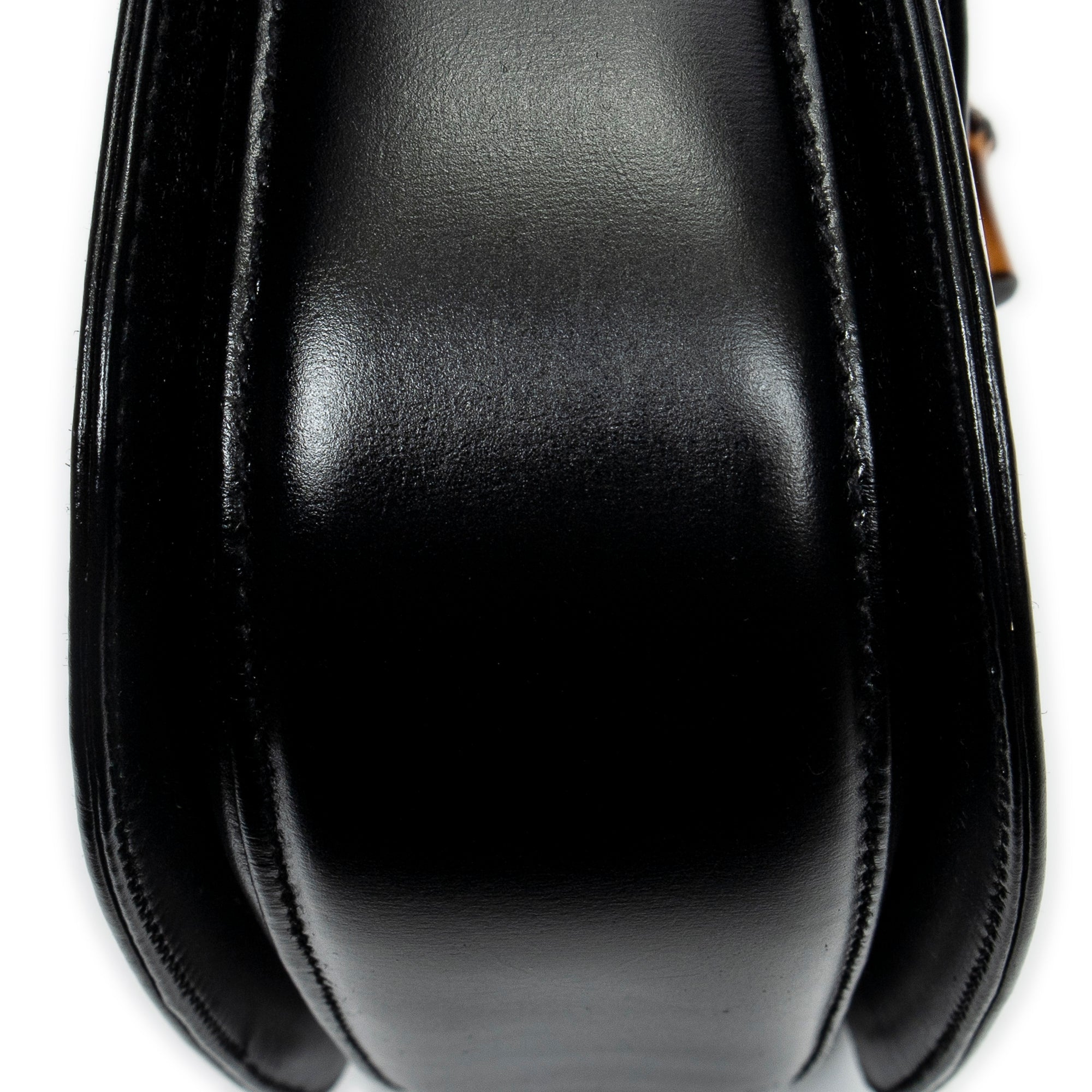 Shoulder Bag Small Bamboo Top Handle Black Smooth Calfskin Leather